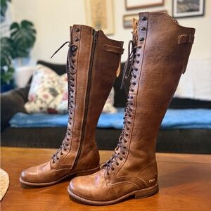 Bed Stu Della Lace-Up Boots in Tan Leather Cobbler Series